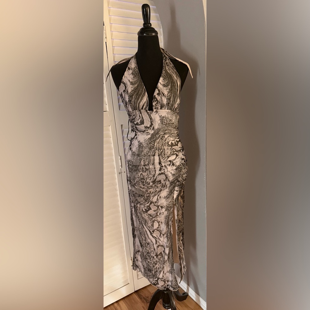 Urban Outfitters Black and White Marble Print Midi Dress